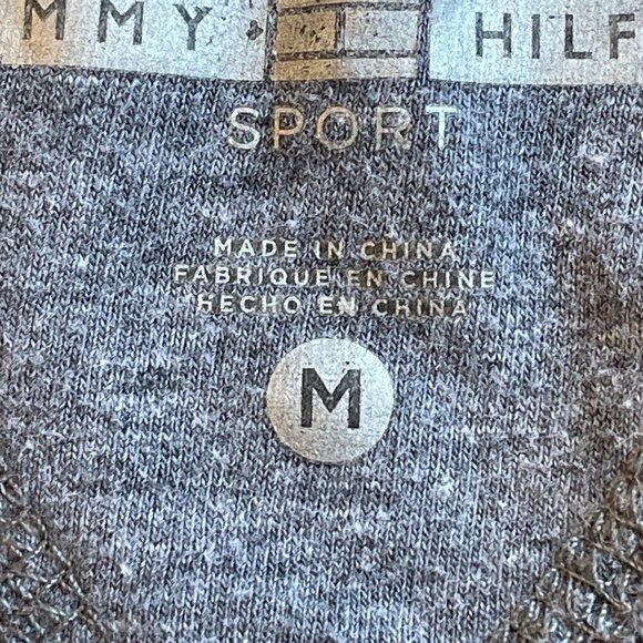 Tommy Hilfiger Sport Hoodie Oversize Grey has White Stars Gold Metallic Spellout - Picture 7 of 9